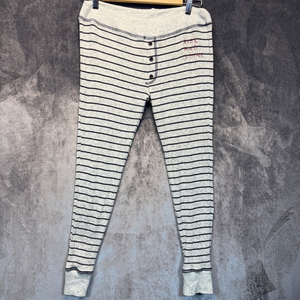 Sundry Leggings Womens 1 Gray Rayon Blend Striped Rise And Shine Slim Loungewear
